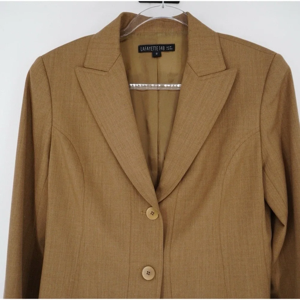 Lafayette 148‎ New York Wool Tan Brown Women's Blaze Old Money Academia Size 6